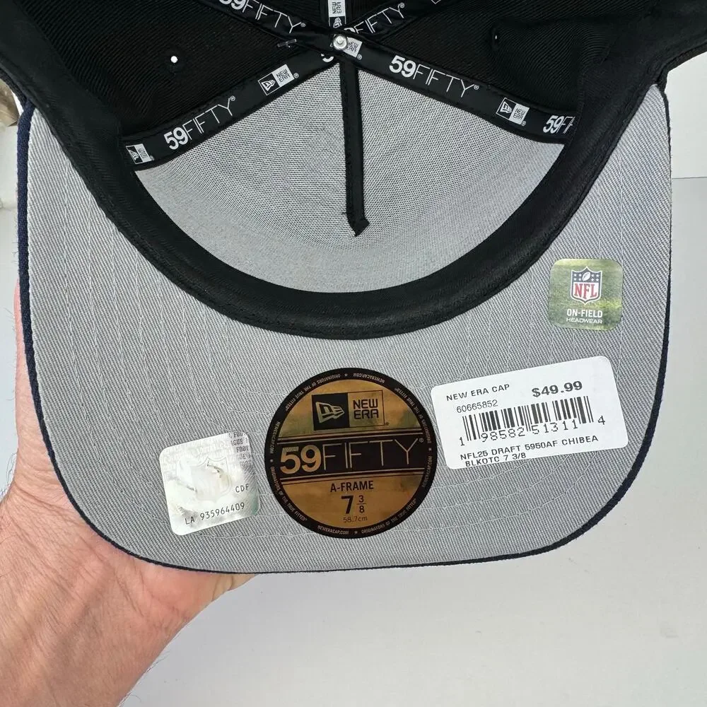 New Era Chicago Bears Black 2025 NFL Draft 59FIFTY A Frame Fitted Hat Sz 7 3/8